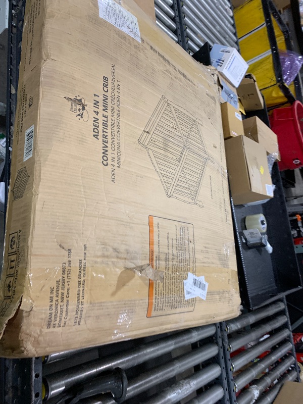 Photo 1 of Dream On Me Aden 4-in-1 Convertible Mini Baby Crib in Grey, GreenGuard Gold & JPMA, Sustainable Pinewood, Non-Toxic Finish, 3 Mattress Heights, Converts to Mini Day & Twin-Size Bed