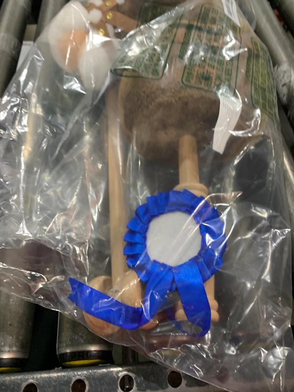 Photo 1 of HollyHOME Stick Horse Plush with Detachable Blue Ribbon Champion Hobby Horse on Stick with Wood Wheels Real Pony Neighing for Kids Toddlers Chocolate 36 Inches(AA Batteries Required)