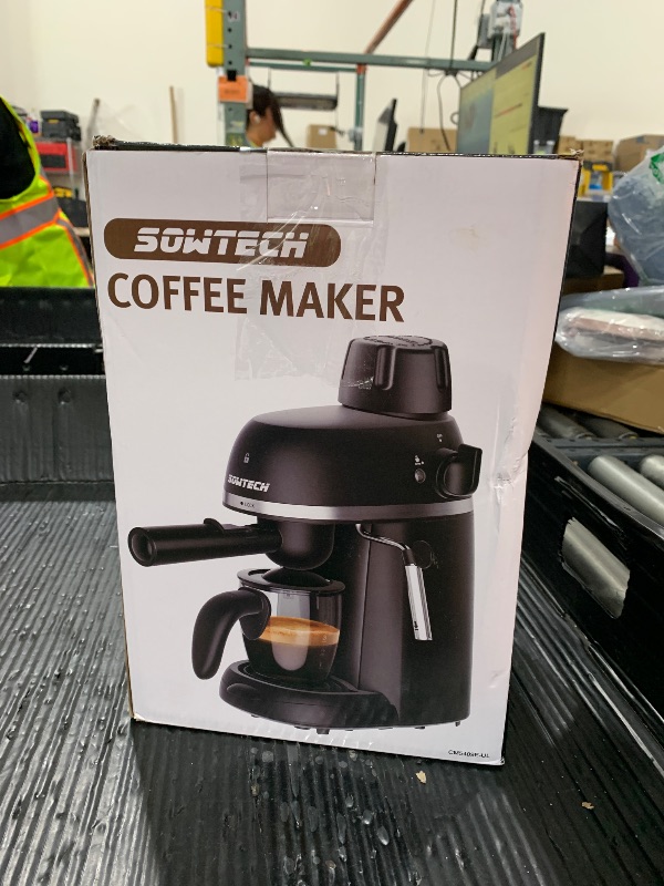 Photo 1 of SOWTECH Coffee Machine, 3.5 Bar Espresso Cappuccino Machine with Milk Frother, 1-4 Cup Portable Coffee Maker for Latte, Cappuccino, 800W, Black