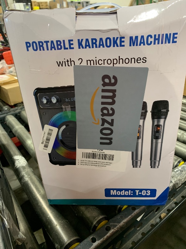 Photo 1 of VOSOCO Karaoke Machine, Portable Bluetooth Karaoke Speaker with 2 Wireless Microphones, PA System for Adults Kids with LED Lights, Supports FM/AUX/USB/TF for Home Party