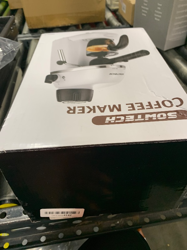 Photo 1 of SOWTECH Coffee Machine, 3.5 Bar Espresso Cappuccino Machine with Milk Frother, 1-4 Cup Portable Coffee Maker for Latte, Cappuccino, 800W, White