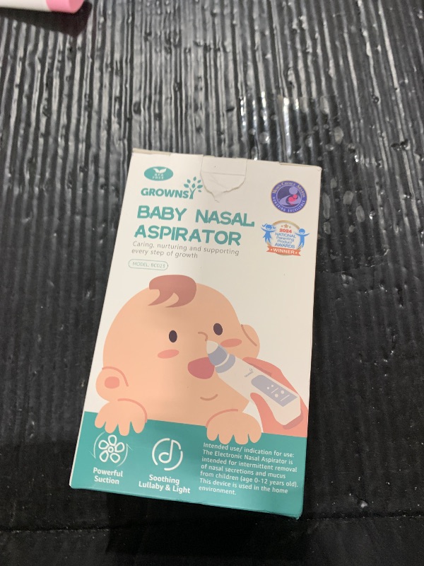 Photo 1 of GROWNSY Nasal Aspirator for Baby, Electric Nose Aspirator for Toddler, Baby Nose Sucker, Automatic Nose Cleaner with 3 Silicone Tips, Adjustable Suctions, Music and Light Soothing Function (Green)