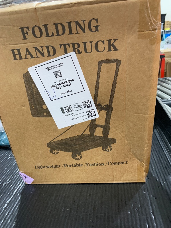Photo 1 of GtIiFmTe Folding Hand Truck Lightweight Hand Truck Dolly Foldable,Luggage cart with 4 Rotate Wheels, Utility Cart with Adjustable Handle,Collapsible Dolly for Moving-Black