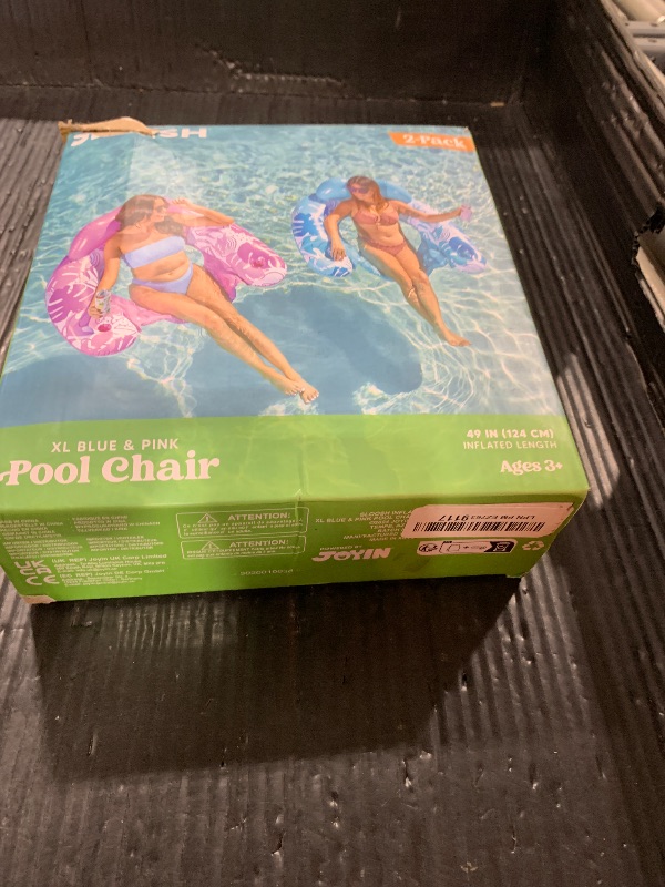 Photo 1 of SLOOSH Inflatable Pool Floats Adult,2 Pack Pool Chairs with Cup Holders,Blow up Floats Chair,Hammock Noodle Mat Leaves Design for Relaxing Summer Water Fun Swimming Party Beach,Blue,Pink