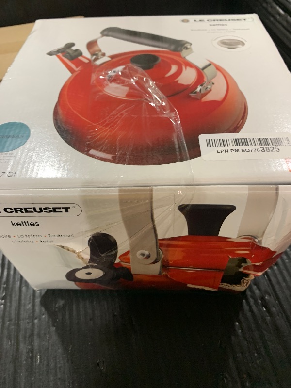 Photo 1 of Le Creuset Enamel On Steel Whistling Tea Kettle with Metal Finishes, 1.7 qt., Caribbean