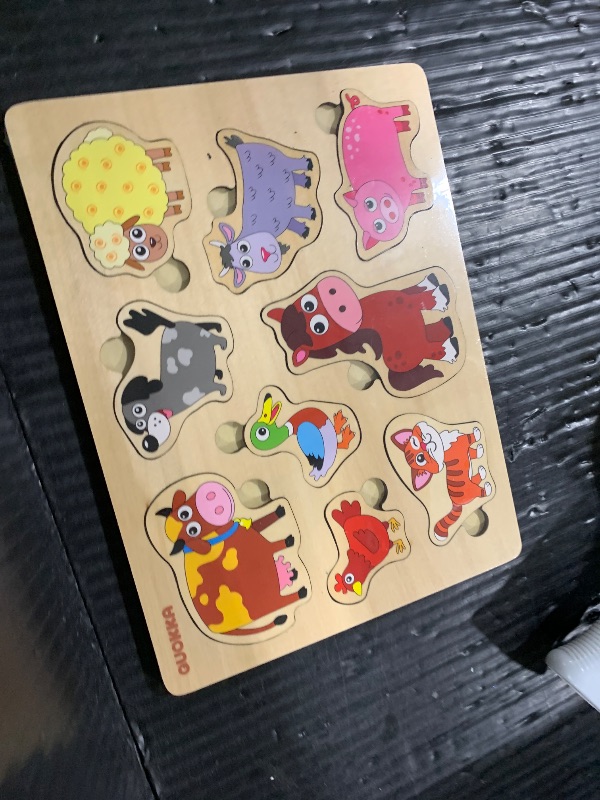 Photo 1 of QUOKKA Farm Animals Wooden Puzzles for Toddlers 3-5 - Toddler Puzzles 1-3 Years Old - Gift Domestic Animals Educational Toys for Boys & Girls - Wood Games for Children's Learning 2-4