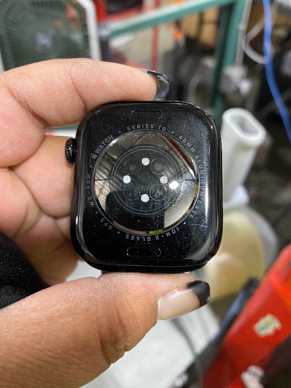 Photo 1 of Apple Watch Series 10 [GPS 46mm case] Smartwatch with Jet Black Aluminium Case with Black Sport Band - M/L. Fitness Tracker, ECG App, Always-On Retina Display, Water Resistant