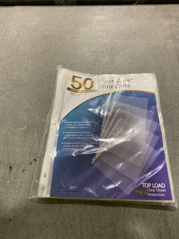 Photo 1 of KTRIO Sheet Protectors 8.5 x 11 inch, Clear Page Protector for 3 Ring Binder, Plastic Sleeves for Binders, Top Loading Paper Sheets Document Sleeve Letter Size, Office & Home, 50 Pack