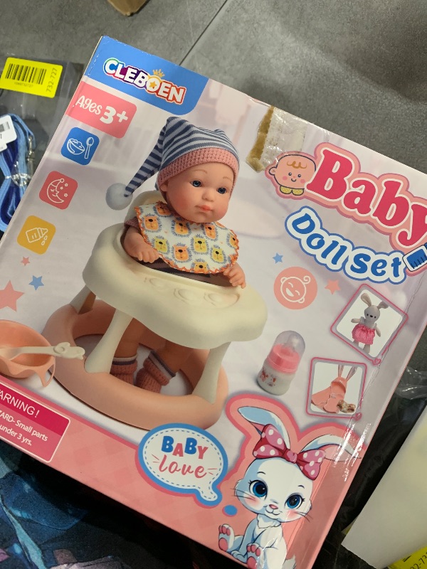 Photo 1 of Cleboen Baby Doll Accessories Set for Girls, 9'' Baby Doll with 2 Sets Clothes Doll Walker Feeding Bottle Pacifier Diaper Blanket, Realistic Pretend Play Toys Toddler Girl Birthday Gifts 3 4 5 6