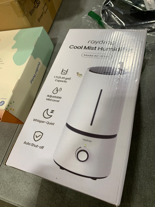 Photo 1 of raydrop Cool Mist Humidifiers for Home Babies, 1.70 L Quiet and Small Ultrasonic Humidifier for Bedroom Nightstand, Space Saving, Auto Shut Off - (0.45 Gallon, US 110 V)