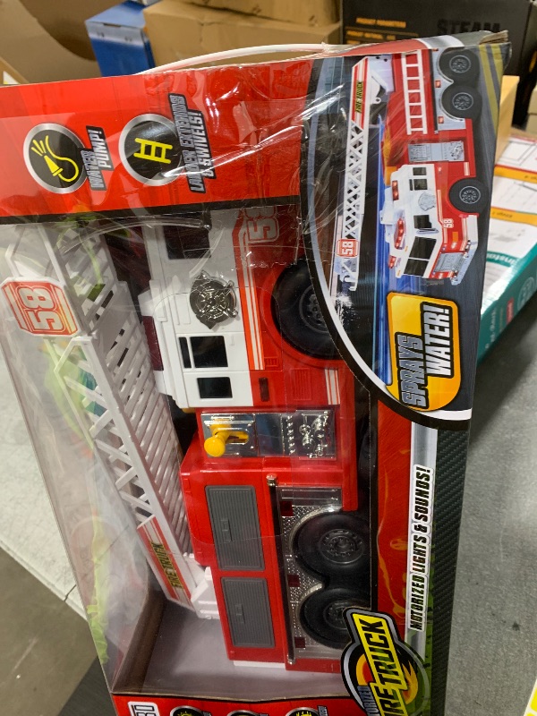 Photo 1 of VEBO Fire Truck Motorized with Lights, Siren Sound, Working Water Pump and Rotating Rescue Ladder- Electric, Motorized, Big Fun Size 15", Realistic Design- for Toddlers, Kids Aged 3+ Years Old