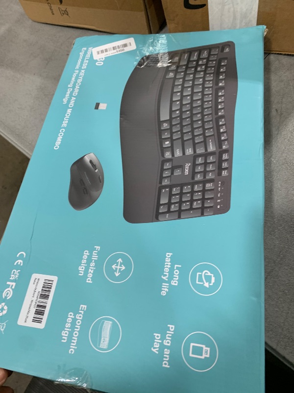 Photo 1 of Wireless Keyboard and Mouse Combo, Full Size Wave Keys Ergonomic 2.4G Keyboard with Wrist Rest for Natural Typing, 3 DPI Adjustable Ergonomic Silent Mouse for Computer/Laptop/Windows/Mac (Black)