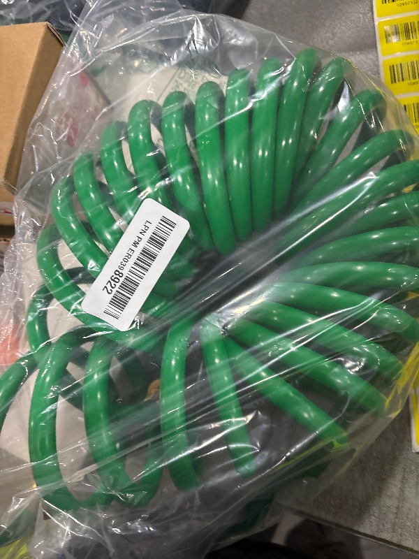 Photo 1 of Powertech EVA Recoil Garden Hose, Green, 25 FT with Brass Connectors, 1 Pack