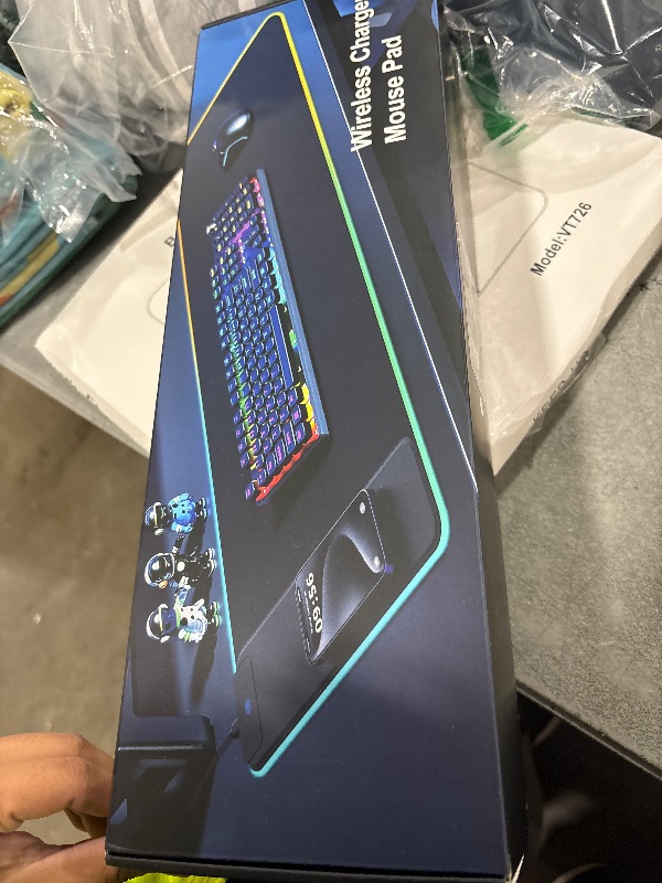 Photo 1 of Magnetic Wireless Charging RGB Mouse Pad, 31.5'' x 15.8'' Large LED Gaming Desk Mat, 24 Light Effects, Non-Slip Rubber Base, Waterproof Ultra-Smooth Surface