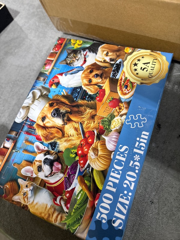 Photo 1 of 500 Piece Puzzles for Adults, Funny Puppy Animal Jigsaw Puzzles, Food Kitchen Jigsaw Puzzle, Animal Pet Lover Challenging Puzzles for Friends Family Activity Game Nights Gifts, 20.5×15 in