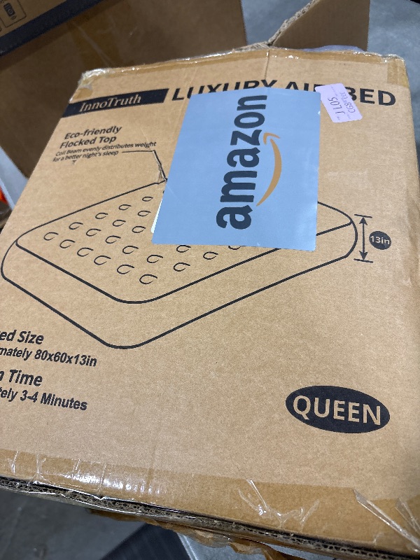 Photo 1 of InnoTruth Queen Camping Air Mattress with Built-in Pump, Inflatable Blow up Mattress for Home & Guests, 13" Raised Colchones Inflables Air Bed, Ideal for Travel, Outdoor, Back to School Supplies, Grey