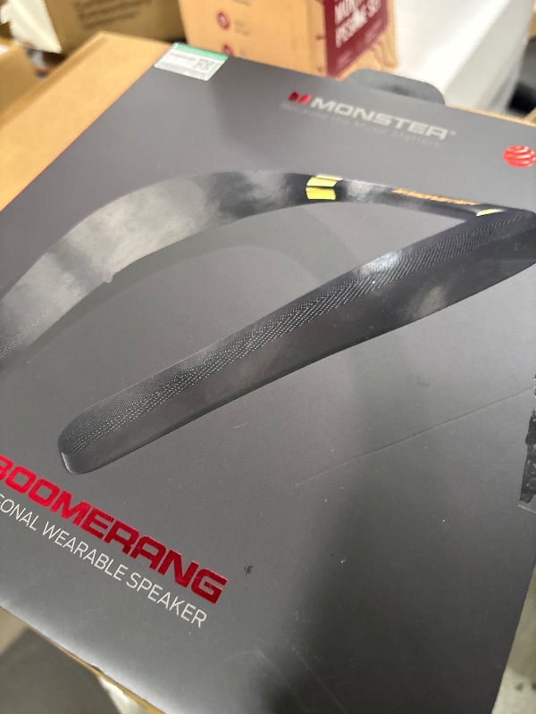 Photo 1 of Monster Boomerang Neckband Bluetooth Speaker, Neck Wireless Wearable Speaker with 12H Playtime, True 3D Stereo Sound, Portable Soundwear, IPX7 Waterproof, for Home Sport Outdoor