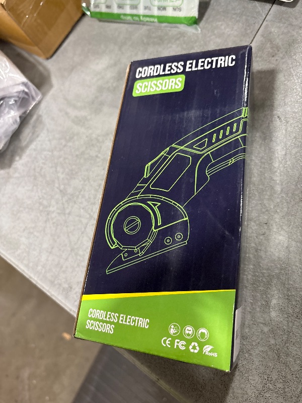 Photo 1 of Cordless Electric Scissors: 4V Rechargeable Rotary Cardboard Cutter, 3000mAh Battery, with LED Light, 2 Blades, Box Cutter for Fabric Carpet Carton Plastic Leather Cloth