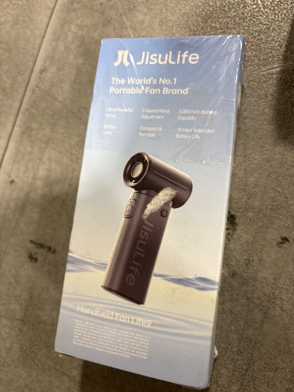 Photo 1 of JISULIFE Portable Handheld Fan Life9, Turbo Power High Speed Air [18H Max Cooling Time], 5 Gear Wind, 5000mAh Rechargeable, Mini Pocket Design, Personal Fan for Travel Concerts Camping Makeup - Black
