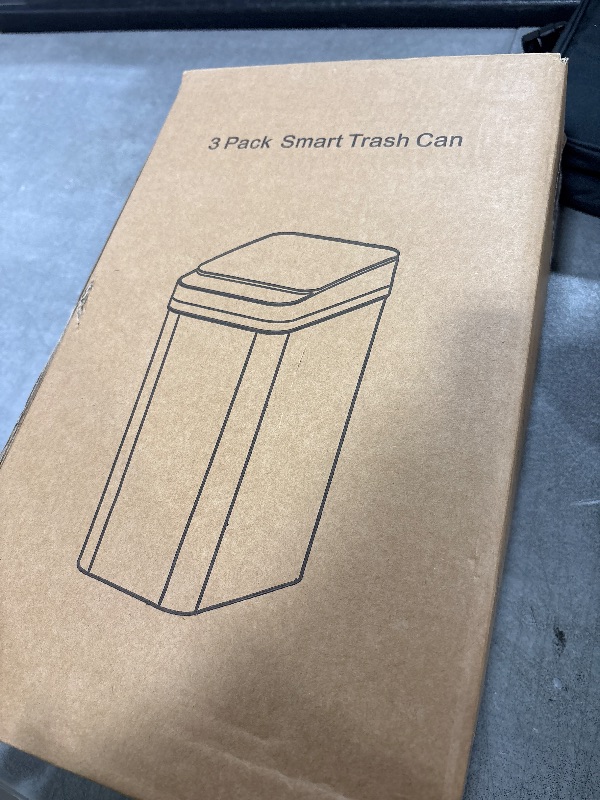 Photo 1 of Bathroom Automatic Trash Can 3 Pack 2.2 Gallon Motion Sensor Touchless Small Slim Garbage Can with Lid Smart Electric Narrow Garbage Bin for Bedroom Living Room Office Kitchen (White)