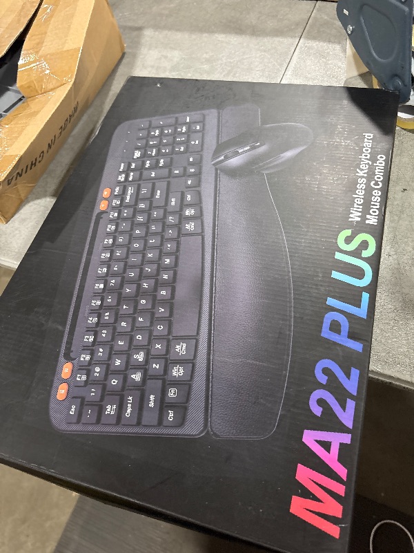 Photo 1 of Wireless Keyboard and Mouse Combo, Ergonomic Wave Keys, Cushioned Plam Rest, Rechargeable, Phone Holder, Natural Typing, 2.4G Lag-Free, Full Size Keyboards Cordless Set for Windows/Mac -SABLUTE