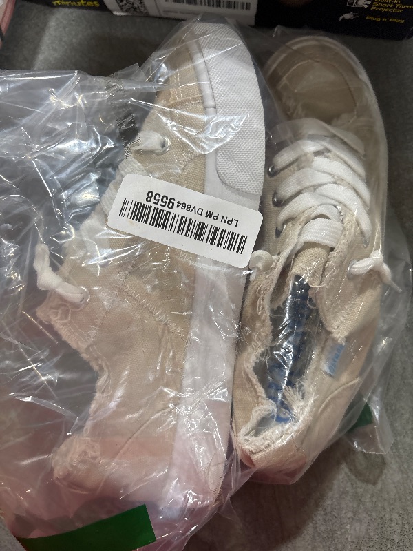 Photo 1 of Obtaom Women's Play Fashion Sneaker Comfortable Canvas Slip on Shoes Washed Canvas Flats?Beige US7?