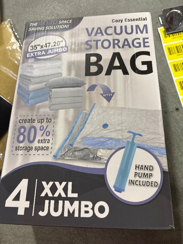 Photo 1 of 4 Pack XXL Jumbo Vacuum Storage Bags, Extra Large Vacuum Seal Bags for Comforters, Bedding, Blanket Storage, Giant Space Saver Bags for Huge Stuffed Toy(47.2x35 in)