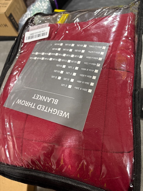 Photo 1 of yescool Weighted Blanket for Adults (15 lbs, 48" x 72", Red) Cooling Heavy Blanket for Sleeping Perfect for 140-160 lbs, Twin Size Breathable Blanket with Premium Glass Bead, Machine Washable