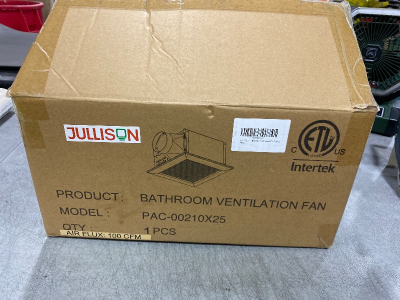Photo 1 of JULLISON Ventilation Fan With Grille for Bathroom and Home, 100CFM, 25W Ceiling Mount Shower Exhaust Fan, 120V, White, Wet Rated, ETL Certified