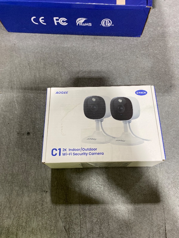 Photo 1 of AOQEE 2K Cameras for Home Security-Outdoor/Indoor Camera for Dog/Cat/Pet/Nanny/Baby, Color Night Vision, White Light, Siren, 24/7 SD Recordings, Works with Alexa/Google Home, C1 (C1-White-2pack-2.4G)