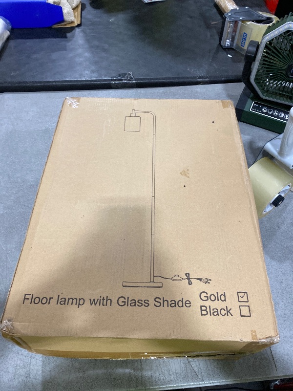 Photo 1 of Industrial Floor Lamp with Hanging Glass Shade Brass Gold Farmhouse Indoor Pole Light with Edison E26 Base Vintage Rustic Standing Tall Lighting for Living Room Bedroom Office(ST64 Bulb Included)