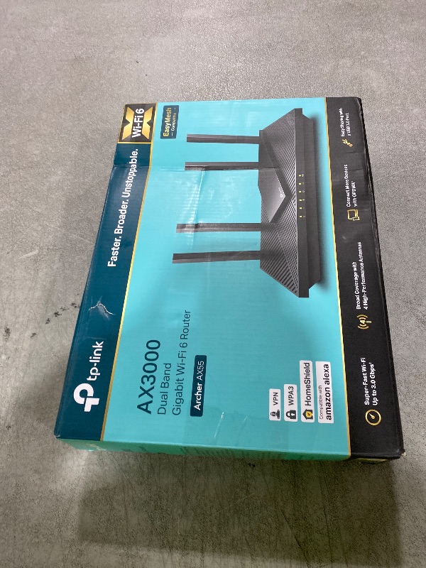 Photo 1 of TP-Link Dual-Band AX3000 Wi-Fi 6 Router Archer AX55 | Wireless Gigabit Internet Router for Home | EasyMesh Compatible | VPN Clients & Server | HomeShield, OFDMA, MU-MIMO | USB 3.0 | Secure by Design