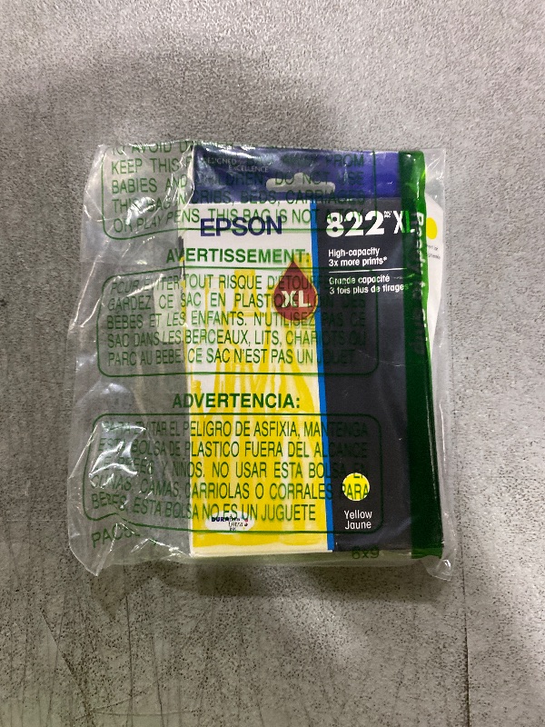 Photo 1 of EPSON 822 DURABrite Ultra Ink High Capacity Yellow Cartridge (T822XL420-S) Works with WorkForce Pro WF-3820, WF-3823, WF-4820, WF-4830, WF-4833, WF-4834