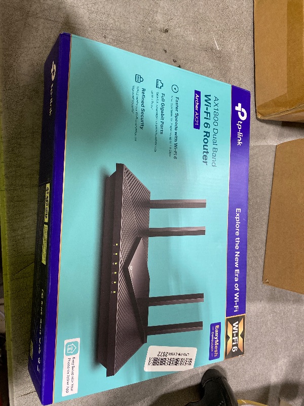 Photo 1 of TP-Link AX1800 WiFi 6 Router V4 (Archer AX21) – Dual Band Wireless Internet, Gigabit, Easy Mesh, Works with Alexa - A Certified for Humans Device, Free Expert Support