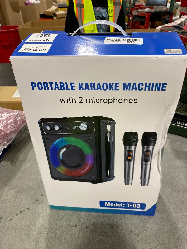 Photo 1 of VOSOCO Karaoke Machine, Portable Bluetooth Karaoke Speaker with 2 Wireless Microphones, PA System for Adults Kids with LED Lights, Supports FM/AUX/USB/TF for Home Party