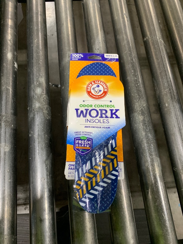 Photo 1 of Arm & Hammer Memory Foam Work Insoles for Men and Women, Pair of Anti-Fatigue Memory Foam Inserts with Arch Support for Work Boots, Sneakers, Or Dress Shoes. (1 Pack)