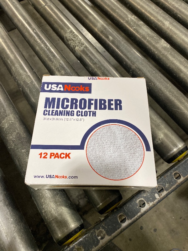 Photo 1 of USANOOKS Microfiber Cleaning Cloth - White - 12Pcs (12.5x12.5 inch) High Performance - 1200 Washes, Ultra Absorbent Car Towel Traps Grime & Liquid for Streak-Free Mirror Shine - Car Washing Cloth