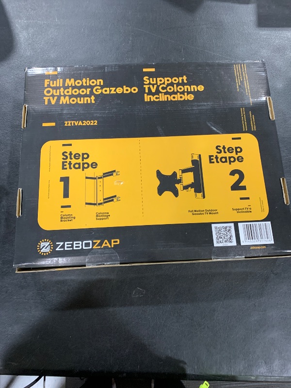 Photo 1 of ZeboZap ZZTVA2022 DIY NO Drill Full Motion Gazebo TV Mount | Outdoor TV Mount |Holds 66lbs | Fits 19"-50" TVs | Weatherproof | Black