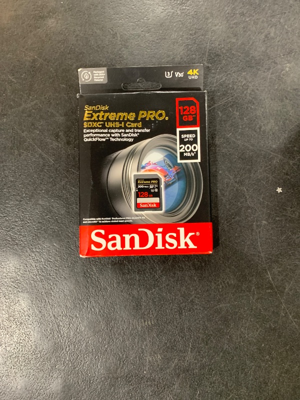 Photo 1 of SanDisk 128GB Extreme PRO SDXC UHS-I Memory Card - C10, U3, V30, 4K UHD, SD Card - SDSDXXD-128G-GN4IN