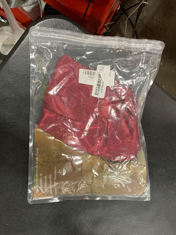 Photo 1 of 2Pcs Silk Hair Satin Bonnet for Sleeping Women,Large Satin Sleep Bonnets for Women with Elastic Tie Band Silk Hair Wrap with Ajustable Straps,Night Sleep Cap for Curly Braids,Black+Wine Red
