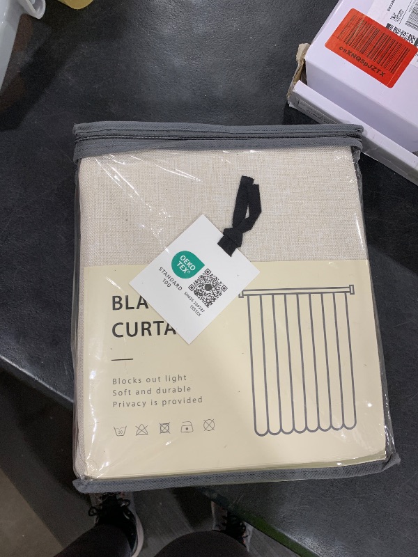 Photo 1 of 100% Blackout Shield Linen Blackout Curtains for Bedroom 96 Inches Long, Back Tab/Rod Pocket Living Room Drapes, Thermal Insulated Blackout Curtains 2 Panels Set, 50" W x 96" L,Cream