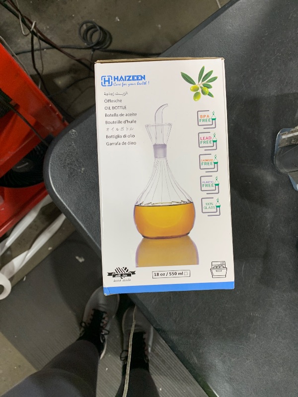 Photo 1 of HAIZEEN 18 oz/550ml Olive Oil Dispenser Bottle/Oil Bottle Dispenser/Oil Cruet, Olive Oil Dispenser Oil Bottle Glass with No Drip Bottle Spout.