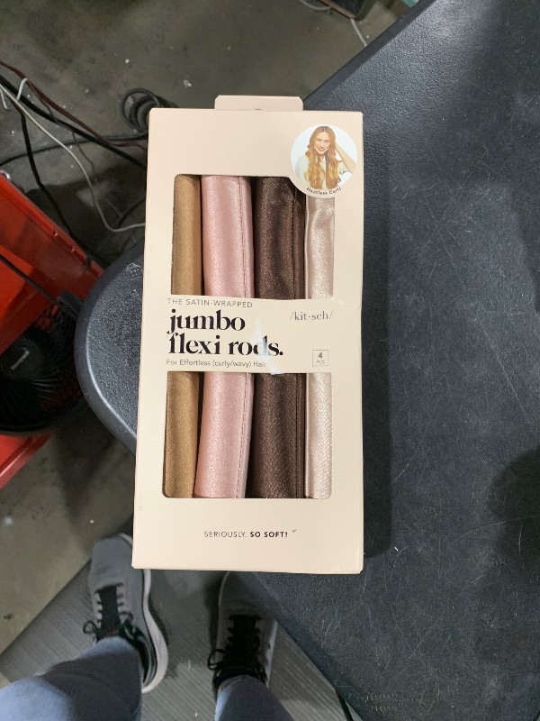 Photo 1 of Kitsch Satin Hair Curlers, Heatless Curling Rod - Jumbo Flexi Rod, Heatless Hair Curler - Hair Curlers to Sleep In - No Heat Overnight Curls - For All Hair Types and Texture - 4pcs Rosewood
