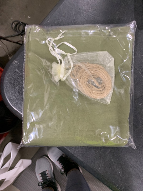 Photo 1 of COTTON LINEN NAPKINS, PACK OF 10, OLIVE GREEN COLOR
