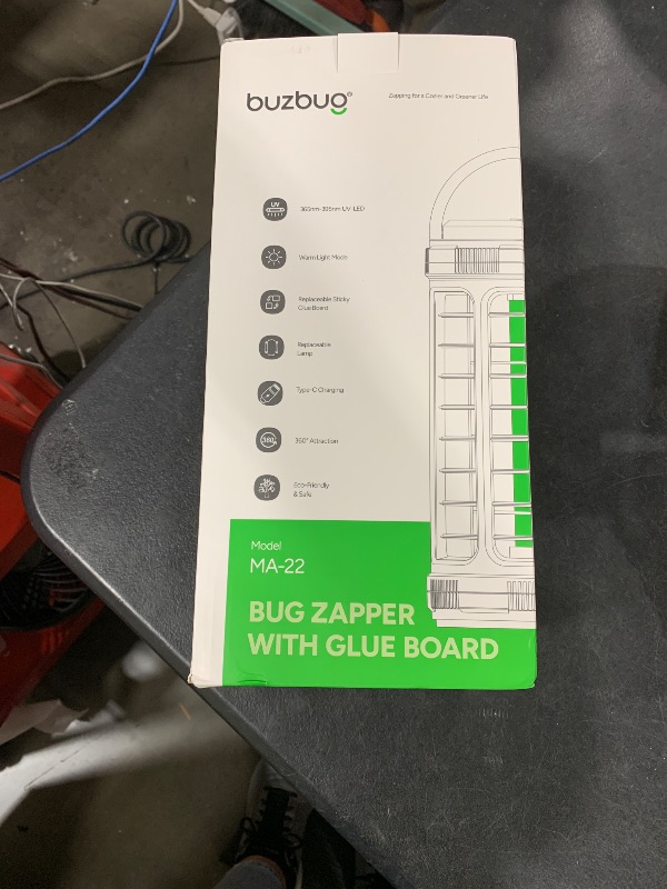 Photo 1 of Buzbug 360° Pro Fly Trap Indoor, Dual-Band LED Lamp, 4500mAh Battery, Bug Mosquito Gnat Trap with Lighting Mode, Includes 5 Large Sticky Boards -MA22