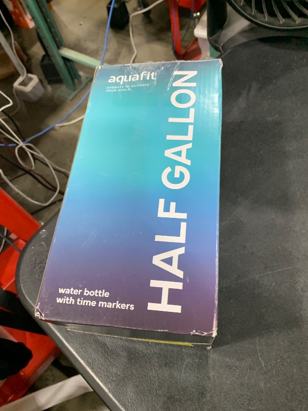 Photo 1 of AQUAFIT Half Gallon Water Bottle with Time Marker - Straw & Chug Lid - BPA Free Gym Water Bottle with Straw - Big Gallon Jug (Nebula, 64 oz - 2in1 Lid)