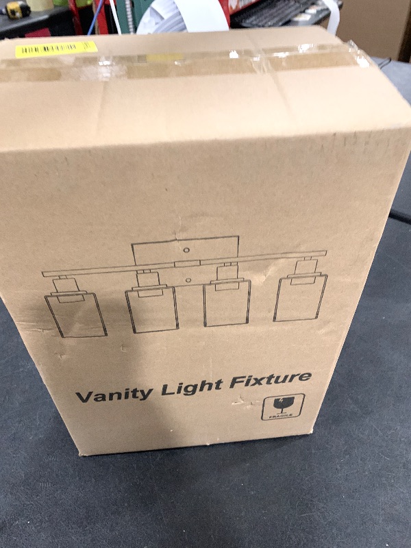 Photo 1 of 4-Light Bathroom Light Fixtures, Matte Black Modern Vanity Lights with Clear Glass Shades, Bathroom Wall Lamp for Mirror Living Room Cabinet Bedroom Porch