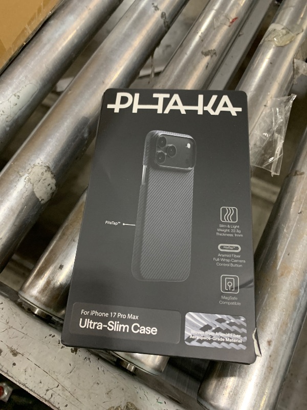Photo 1 of pitaka for iPhone 17 Pro Max Case 6.9" with Camera Control Button, Compatible with MagSafe, Ultra-Slim Case with Caseless Touch Feeling, 600D Aramid Fiber Woven, Black/Grey(Twill)