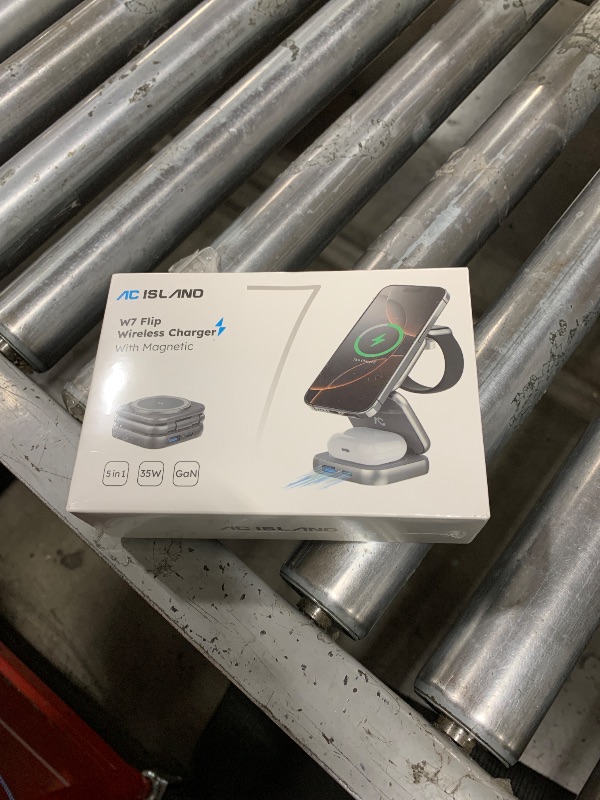 Photo 1 of 5-in-1 Wireless Charger for MagSafe, AC ISLAND Portable Travel Charging Station, 15W Max Fast Foldable Magnetic Stand, Evolved for iPhone 17/16/15/14/13 Series, Apple Watch, AirPods (with 35W Adapter)