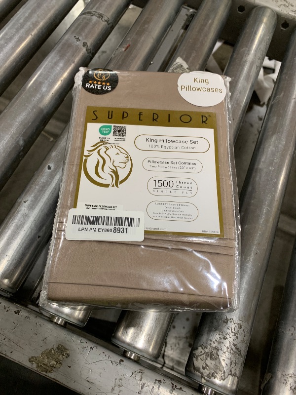 Photo 1 of Superior 100% Egyptian Cotton 1500 Thread Count Oversized King Pillowcase Set Solid, Taupe